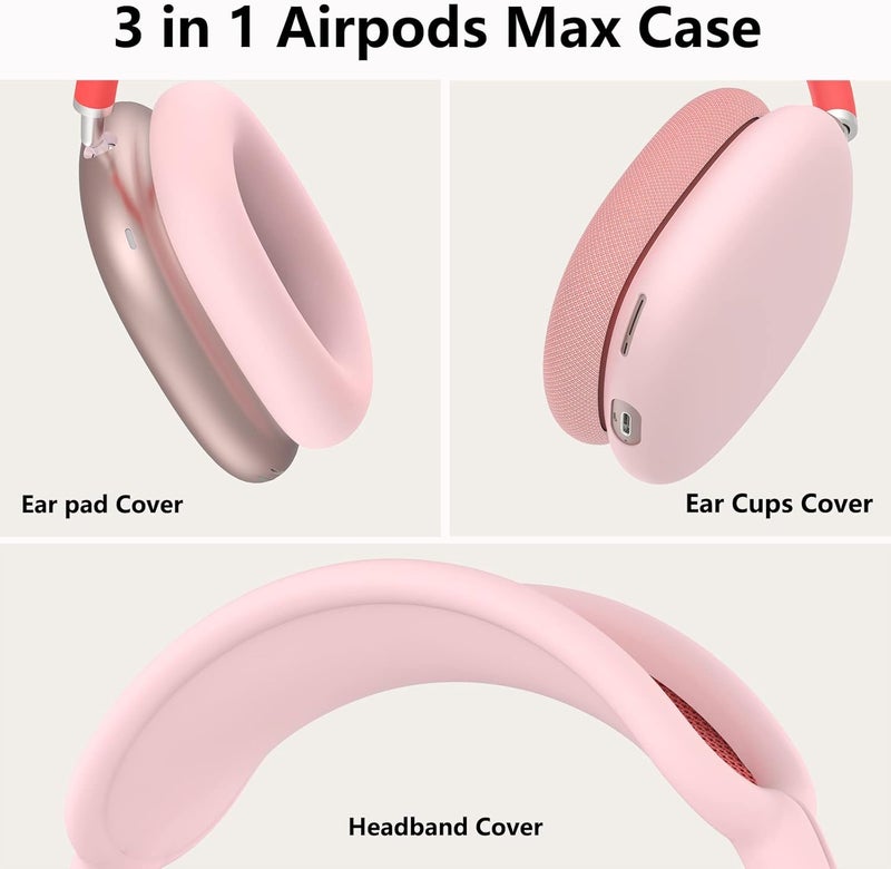 MINDRESY Silicone Case Cover for AirPods Max Headphones, Ear Pad Case Cover/Ear Cups Cover/Headband Cover for AirPods Max (USB-C/Lightning)(2024/2020),Accessories Silicone Protector for Apple AirPods Max, Pink | Ear Pad Case Cover, Ear Cups Cover, Headband Cover, USB-C, Lightning, 2024 - Image 4